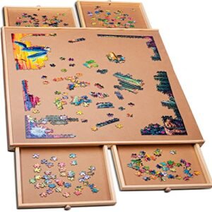 1000 Piece Wooden Jigsaw Puzzle Table - 4 Drawers, Puzzle Board | 22 1/4” x 30" Jigsaw Puzzle Board Portable - Portable Puzzle Table | for Adults and Kids