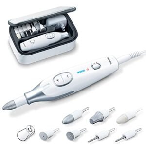 Beurer MP42 Nail Drill, 7-in-1 Nail Kit with Strong Sapphire Nail Drill Bits, Electric Nail File and Nail Buffer Includes Bright LED Light, Pedicure Kit and Manicure Set with Storage Case