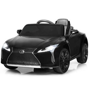 Costzon Ride on Car, Licensed Lexus LC500, 12V Battery Powered Car w/ Remote Control, 3 Speed, LED Lights, Horn, MP3&USB, Slow Start, Spring Suspension, Electric Vehicle for Boys& Girls (Black)