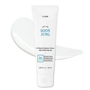 ETUDE SoonJung 2x Barrier Intensive Cream 60ml (21AD) | Hypoallergenic Shea Butter Hydrating Facial Cream for Sensitive Skin, Water-oil Balance Panthenol Heals Damaged Skin | K-beauty