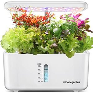 Indoor Garden Hydroponic Growing System: Plant Germination Kit Aeroponic Herb Vegetable Growth Lamp Countertop with LED Grow Light - Hydrophonic Planter Grower Harvest Veggie Lettuce