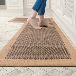 Kitchen Rugs and Mats Non Skid Washable, Absorbent Rug for Kitchen, Large Kitchen Floor Mats for in Front of Sink, 2 PCS Set 20"x32"+20"x48"