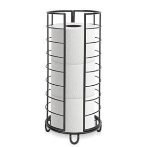 NearMoon Toilet Paper Organizer Stand, Free Standing 3 Rolls Tissue Storage, Metal Bathroom Accessory, Rustproof Toilet Roll Holder for Bathroom/Kitchen Countertop Inside Cabinet Shelf, Matte Black