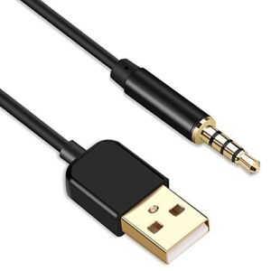 AGPTEK 3.5mm USB Charger Cable, USB Data Sync Cord, Compatible with Swimming MP3 Player, iPod Shuffle, Headphones, Speakers, Voice Recorder and Any Other Devices with 3.5mm Port, Black (2.6 ft)