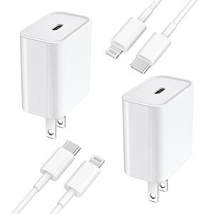 [Apple MFi Certified] iPhone Fast Charger, Veetone 2 Pack 20W USB C Power Delivery Wall Charger Plug with 6FT Type C to Lightning Quick Charge Sync Cable for iPhone 14/13/12/11/XS/XR/X/SE/iPad/AirPods