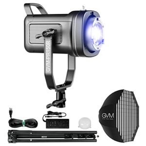 GVM 150W RGB Video Light Kit, 2700K~7500K Bi-Color LED Video Light Photography Studio Lighting Kit with Bowens Mount Softbox & Stand, Continuous Output Lighting Kit with 8 Lighting Effects, CRI 97+