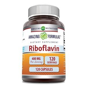 Amazing Formulas Riboflavin 400mg 120 Capsules Dietary Supplement | Non-GMO | Gluten Free | Made in USA