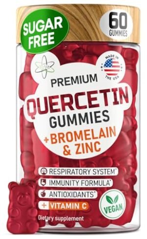 BioVit Quercetin Gummies 500MG - Activated Quercetin for Kids & Adults Immune System & Allergy - Chewable Quercetin with Bromelain, Zinc, Vitamin C, Vitamin D3 - Made in USA - 60 Vegan Gummy Bears