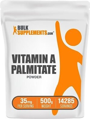 BULKSUPPLEMENTS.COM Vitamin A Palmitate Powder - Vitamin A Retinol Palmitate - Vitamin A Supplement - Pure Vitamins - Acne Vitamins (500 Grams - 1.1 lbs)