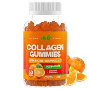 Collagen Peptides Gummies with Biotin, Vitamin C & E for Women & Men - Hair, Skin, Nails & Joints - Gluten-Free, Non-GMO - 60 Gummies