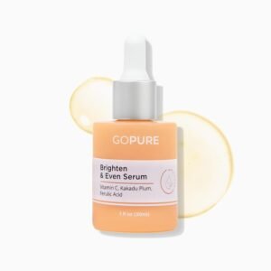 goPure Actives - Suero de vitamina C, suero iluminador con vitamina C y ácido ferúlico, beneficios hidratantes y antienvejecimiento, mejora la decoloración de la piel y reduce visiblemente las manchas oscuras, 1 onza líquida