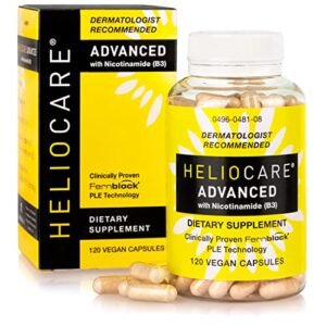 Heliocare Advanced Nicotinamide B3 Supplement: Niacinamide 500mg and Fernblock PLE Extract 240mg Per Serving - Supports Skin Cell Health W/ Antioxidant Rich Vitamin B3 Niacin - 120 Vegan Capsules