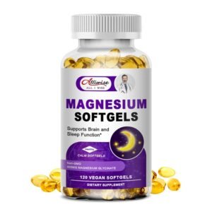 High Absorption Magnesium Glycinate 400mg Softgels Supplement, 400 mg Elemental Magnesium with 100mg Calcium - Highly Bioavailable - with Vitamin D3 & K2, for Sleep, Mood, Brain Support