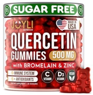 JOYLI Quercetin Gummies - Pure Quercetin with Bromelain Zinc Vitamin C & Vitamin D3 - Quercetin Supplement 500MG for Immune System & Allergy - Quercetin for Kids and Adults - 60 Quercetin Chewable