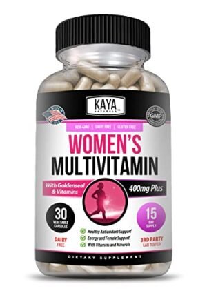 Kaya Naturals Women's Multivitamin, Overall Healthy Antioxidant, and Immune Support, Vitamins A, D, C, E, Biotin, Folic Acid, & Multi-Mineral, Increase Energy & Metabolism Vitamin Supplement 30 Count