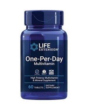 Life Extension One-Per-Day Multivitamin – Packed with Over 25 Vitamins, Minerals & Plant Extracts, Quercetin, 5-MTHF Folate & More – 1-Daily, Non-GMO, Gluten-Free – 60 Tablets