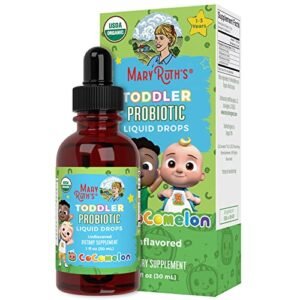 MaryRuth's Cocomelon Toddler Probiotic Liquid Drops for Kids Ages 1-3 | Digestive and Gut Health | USDA Organic | Sugar Free | Vegan | Gluten Free | 1 Fl Oz