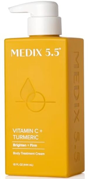Medix 5.5 Vitamin C Cream Face & Body Lotion, Moisturizer | Anti Aging Skin Care Firming & Brightening, Diminishes The Look Of Uneven Skin Tone, Age Spots, & Sun Damaged Dry Skin, 15 Fl Oz