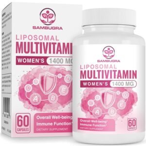 Multivitamínico liposomal para mujeres de 1400 mg – Suplementos diarios de vitaminas para mujer con hierro, vitamina A, C, D, E y complejo B para la salud inmunológica, apoyo del cabello y la piel para mujeres 18+, 60 cápsulas veganas