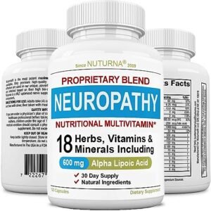 Neuropathy Support Supplement with 600 mg Pure Alpha Lipoic Acid - Nerve Support Formula for Feet, Hands, Fingers, Legs Toe - Maximum Strength Natural Nerve Supplement Vitamins - 120 Pills
