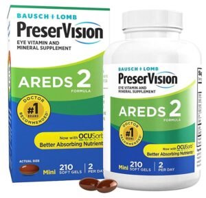 PreserVision AREDS 2 de Bausch + Lomb - 210 unidades de mini geles suaves, vitaminas para los ojos y suplemento mineral