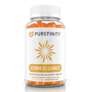 PUREFINITY Vitamin D3 5000iu Gummies – D3 Supplement for Bone Health, Immune Health, Joint Muscle Support for Adults & Kids – Gluten Free, Non-GMO, Vegan – 60 Gummies