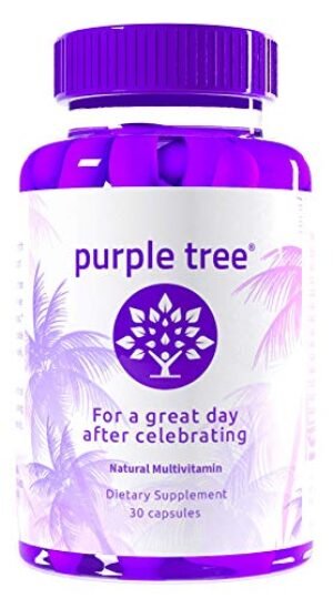 purple tree Post-Celebration Wellness Vitamins | Better Mornings, Rapid Hydration, Happy Liver | Dihydromyricetin DHM, Milk Thistle, Electrolytes, Vitamin B, Willow Bark, Quercetin (30 Pills)