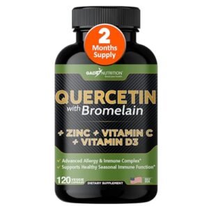 Quercetin with Vitamin C and Zinc - Quercetin 500mg - Quercetin with Bromelain - Zinc Quercetin - 120 Veggie Caps. Quercetin Supplements + Vitamin D3 (Non-GMO, Gluten-Free, Vegan) 2 Month Supply