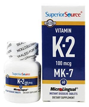 Superior Source Vitamin K2 MK-7 (Menaquinone-7), 100 mcg, Quick Dissolve Sublingual Tablets, 60 Count, Healthy Bones and Arteries, Immune & Cardiovascular Support, Assists Protein Synthesis, Non-GMO