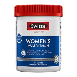 Swisse Daily Multivitamin for Women | 47 Vitamins, Antioxidants and Minerals + Adaptogens | Energy, Stress & Immune Support | Womens Multivitamin Supplement | 120 Tablets / 4 Months Supply