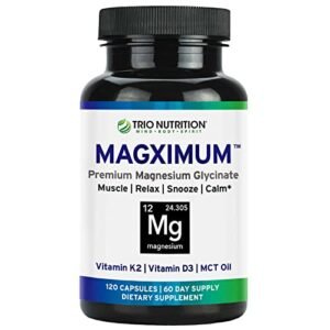 Trio Nutrition MagX Magnesium Glycinate, Vitamin D3, Vitamin K2 & MCT Oil | Chelated Magnesium Supplement | Calm, Relaxation & Recovery | Be Well Rested & Start Your Day with Magximum