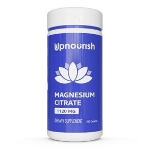 UpNourish Pure Magnesium Citrate (Citrato de Magnesio) 1120mg, 240 Capsules - High Absorption Magnesium Supplement for Women & Men - Natural Calm Magnesium for Constipation, Relax, Cramp Defense