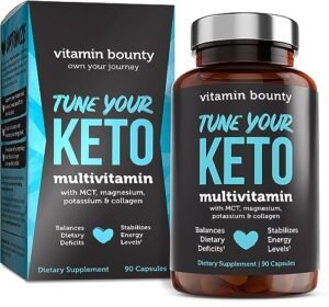 Vitamin Bounty Tune Your Keto Multivitamin - Keto Vitamins, Keto Multivitamin Women and Men, Electrolytes with Vitamin C, Magnesium, Collagen, Potassium, MCT, Energy Support - 90 Capsules