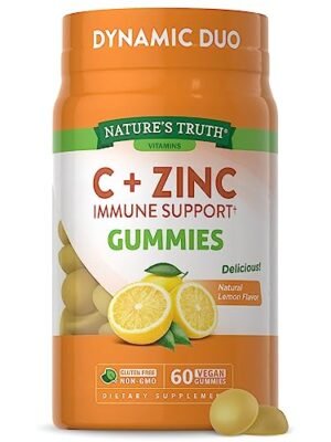 Vitamin C Gummies with Zinc | 60 count | Immune Support Supplement | Vegan, Non GMO & Gluten Free | by Natures Truth