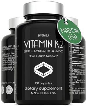 Vitamin K2 Capsules 100 mcg - Vitamin K Complex MK-7 & MK-4-60 Capsules - VIT K2 2 in 1 Formula High Strength Supplement MK7 MK4 - Made in USA - Vegan & Non-GMO