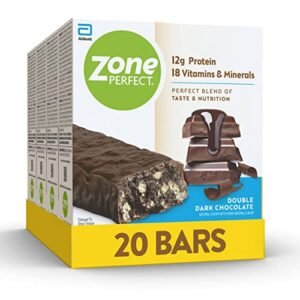 ZonePerfect Protein Bars, 12g Protein, 18 Vitamins & Minerals, Nutritious Snack Bar, Double Dark Chocolate, 20 Bars