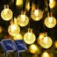 Solar String Lights Outdoor Waterproof,120LED 56 Feet Crystal Globe Lights with 8 Lighting Modes, Solar Powered Patio Lights for Garden Yard Porch Wedding Party Decor (Warm White)