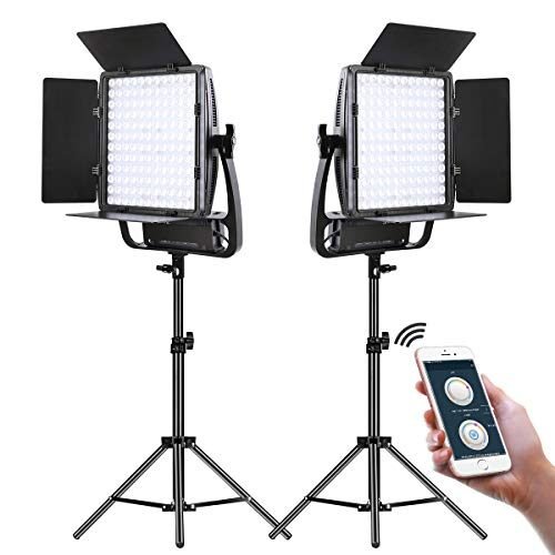 Paquete de 2 kits de iluminación LED bicolor regulables con control de aplicación