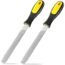 2 Pieces Flat File Metal Axe Sharpener File Steel Rectangular Cut Axe File 6 Inch Mill Hand File Single Cut Hardened with Handle for Metal Axe Sharpening Extended Use