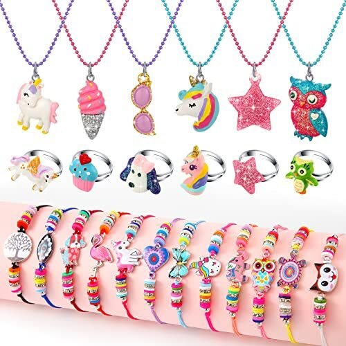 Juego de 24 joyas para niñas pequeñas, collar de unicornio para niñas