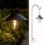 2Pack Solar Metal Hanging Lantern with Shepherd Hook Outdoor Led Garden Lights Brushed Copper