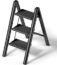 3 Step Ladder, Ladnamy Folding Step Stool with Wide Anti-Slip Pedal, Aluminum Lightweight Portable Step Stools for Adults, 330 IBS Capacity Multi-Use Ladder for Home and Kitchen, Black