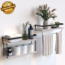 2+1 Tier Wall Mounted Floating Shelves Set of 2, Rustic Wood Wall Shelf with Metal Frame, Extra Storage Rack for Bathroom, Kitchen, Bedroom with Tissue Rack & Towel Bar - Black