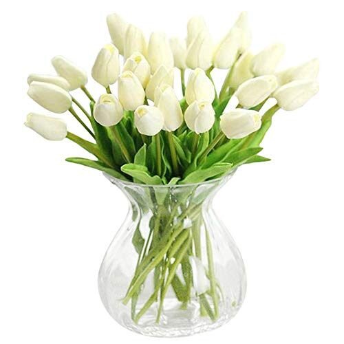 30 flores de tulipanes artificiales de tacto real tulipanes de falsos de poliuretano