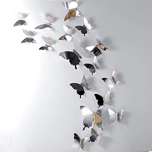 48 calcomanías 3D, espejadas, de mariposa, adhesivos para pared, para manualidades