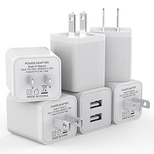 Paquete de 6 cargadores de pared USB, cargador de teléfono iGENJUN 2.4A USB dual