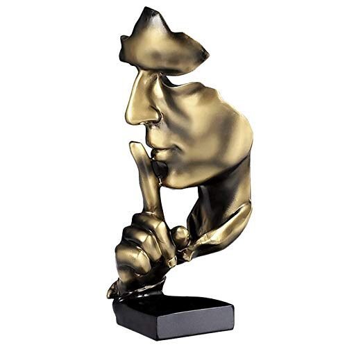 aboxoo Estatua de pensador, figura de arte abstracto de el silencio es oro