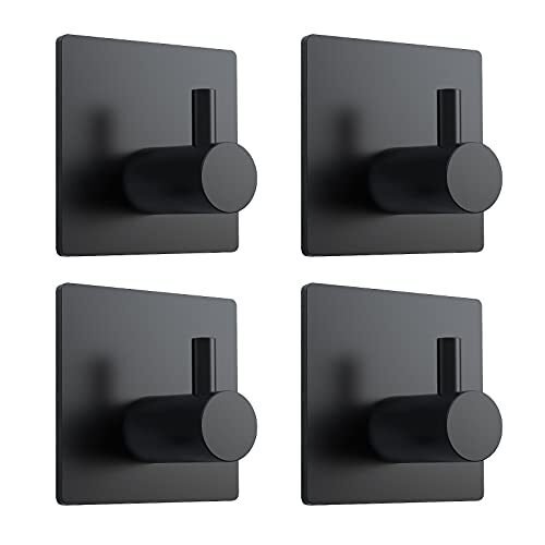 VIS’V – Ganchos adhesivos negros para toallas de baño y ducha de pared