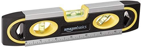 Amazon Basics Nivel de torpedo magnético de 9 pulgadas y regla, burbujas de 180/90/45 grados