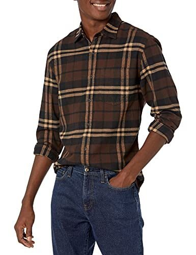 Amazon Essentials – Camisa de franela para hombre, de manga larga, con ajuste regular